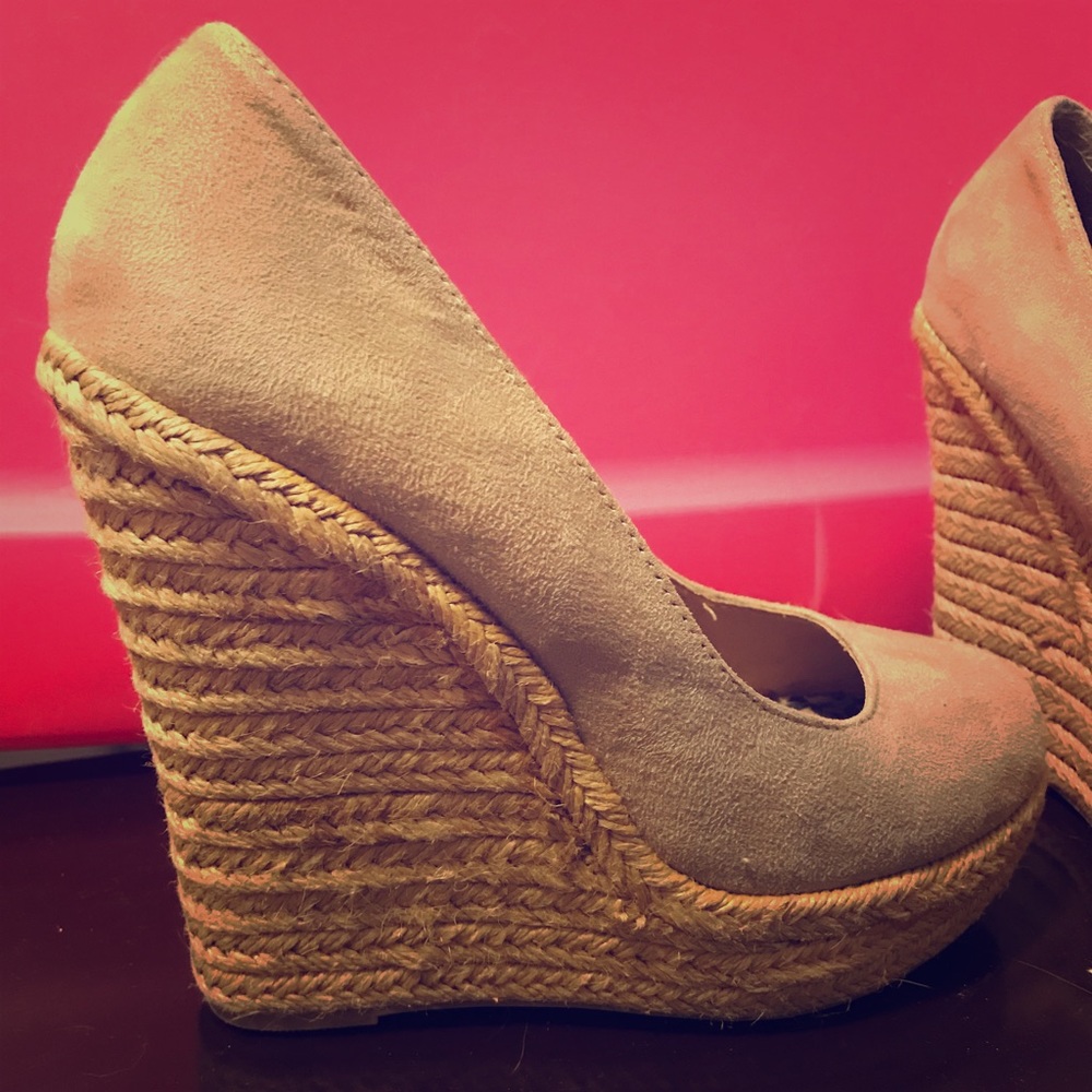 Beige Tan Rope Wedge Heels